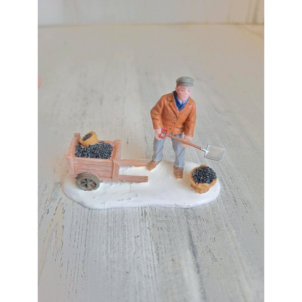 Lemax coal man snow village accessory Xmas shovel